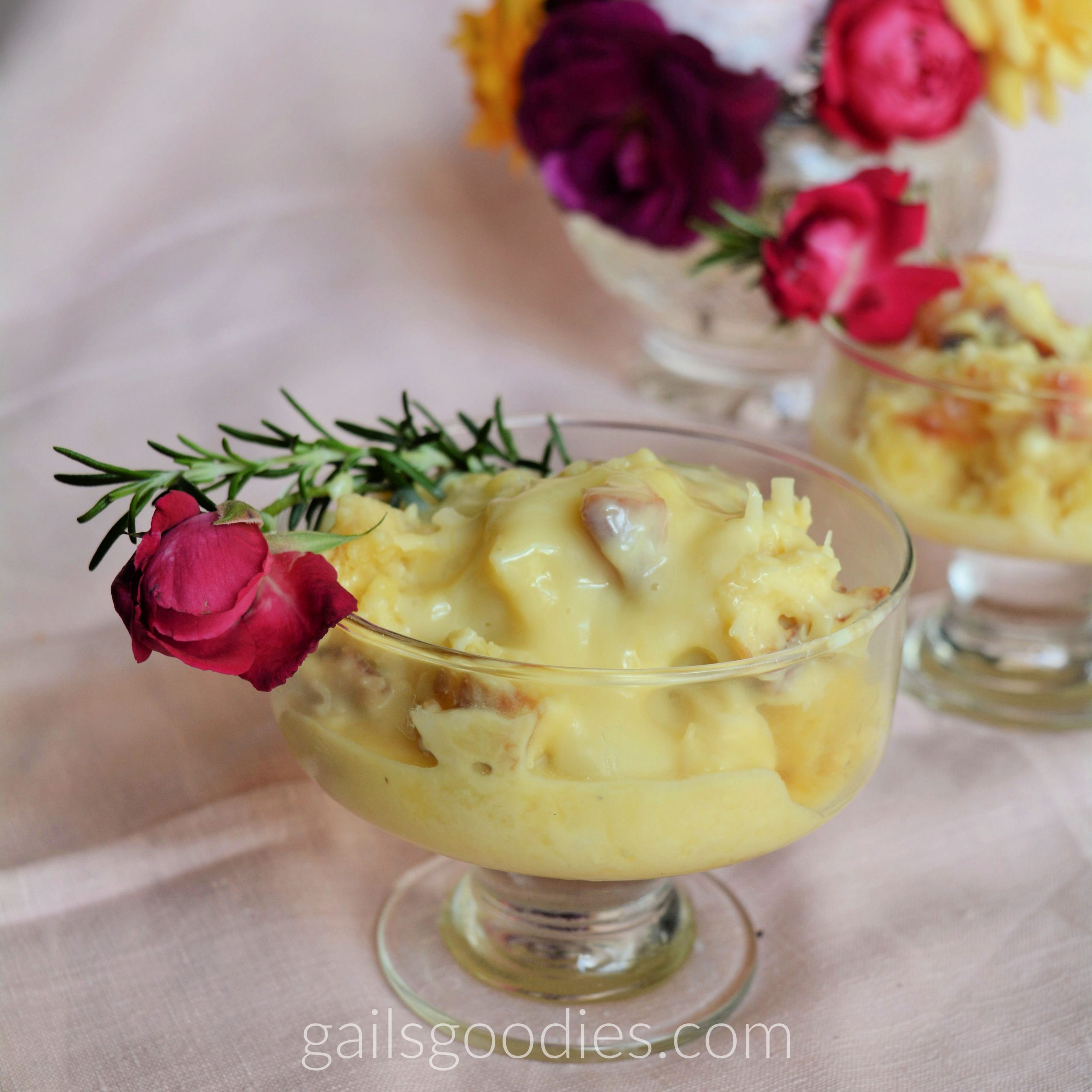 White chocolate coconut bread pudding Gail's Goodies