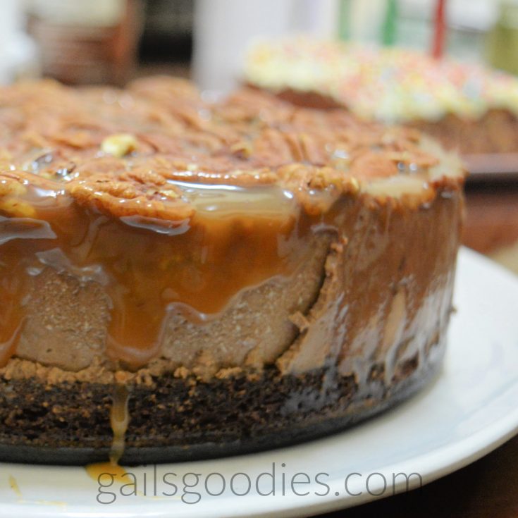 Brownie-Bottom Praline Chocolate Mousse Cake