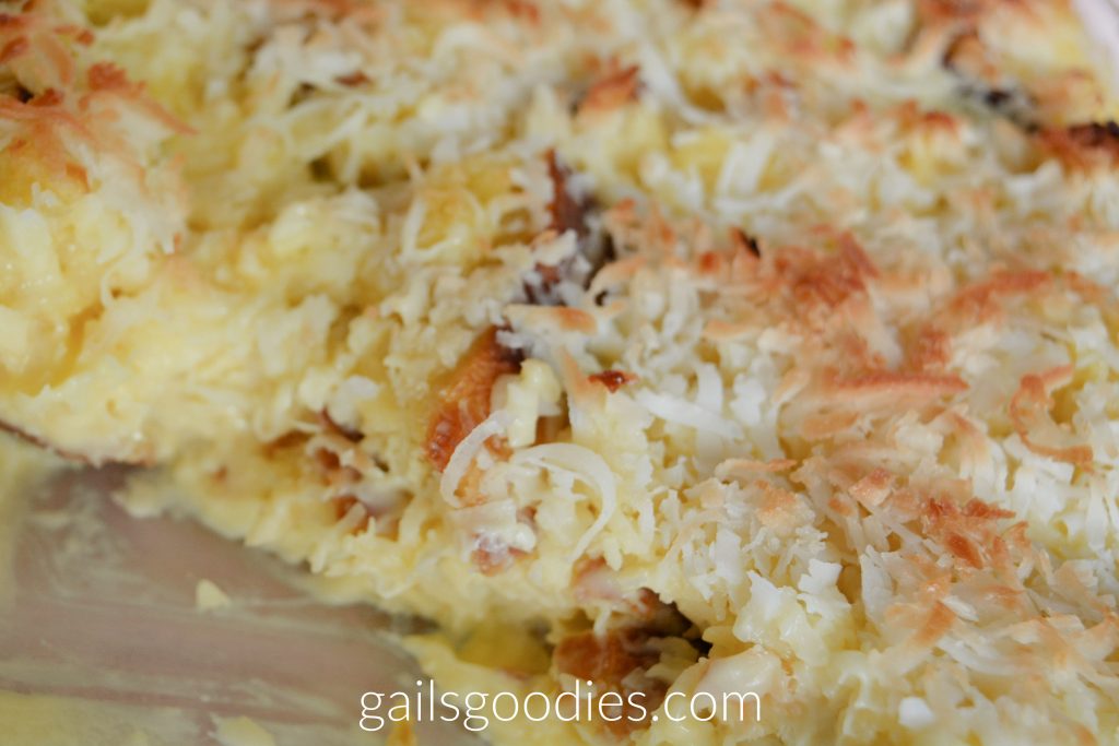 White chocolate coconut bread pudding Gail's Goodies