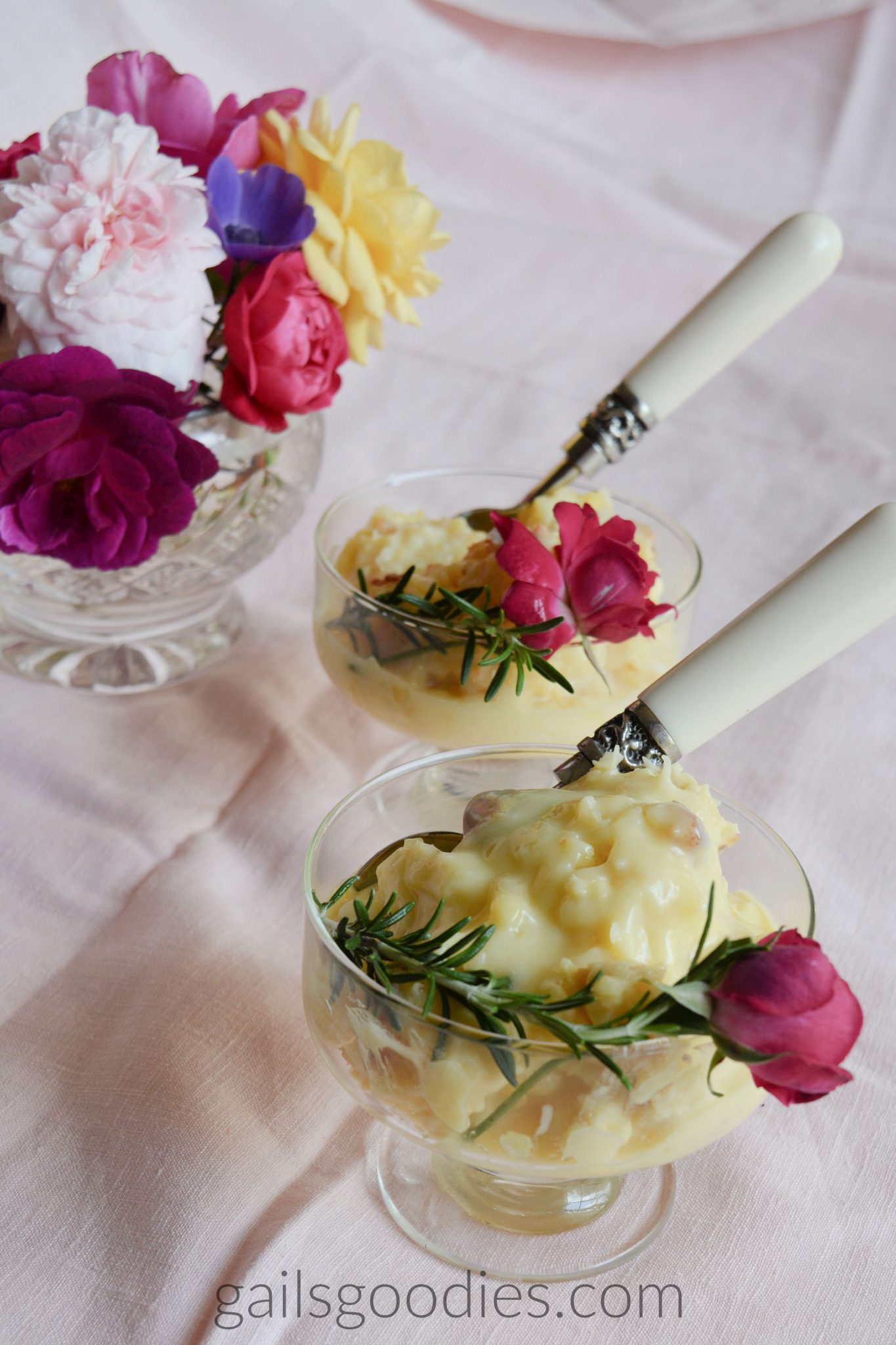 White chocolate coconut bread pudding Gail's Goodies